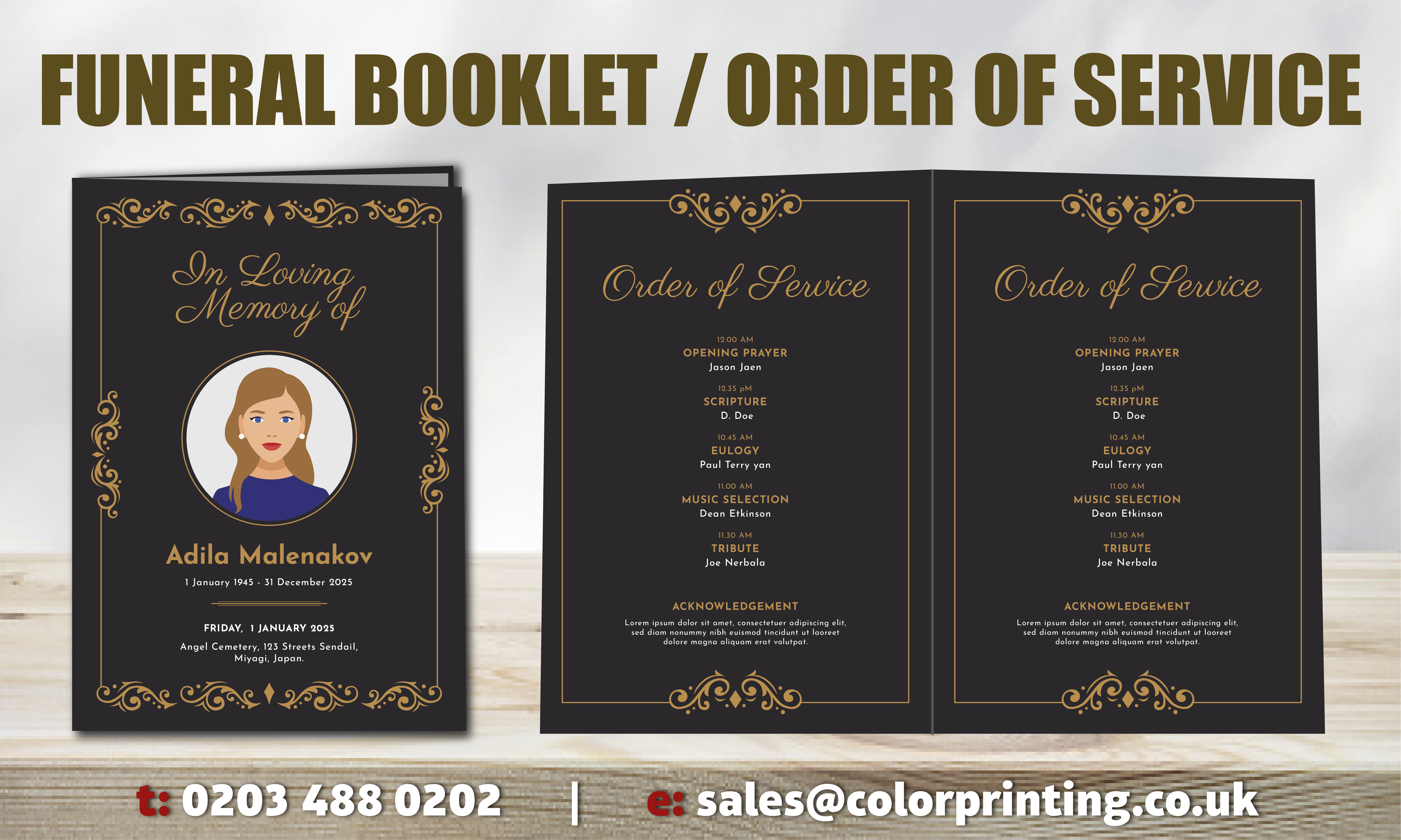 Funeral Order of service booklet & brochure printing
